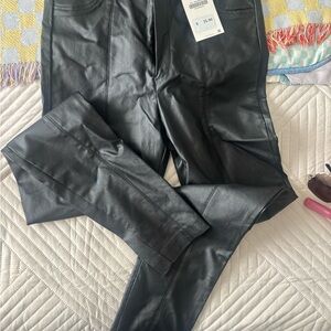 Zara Charcoal Faux Leather Trousers
